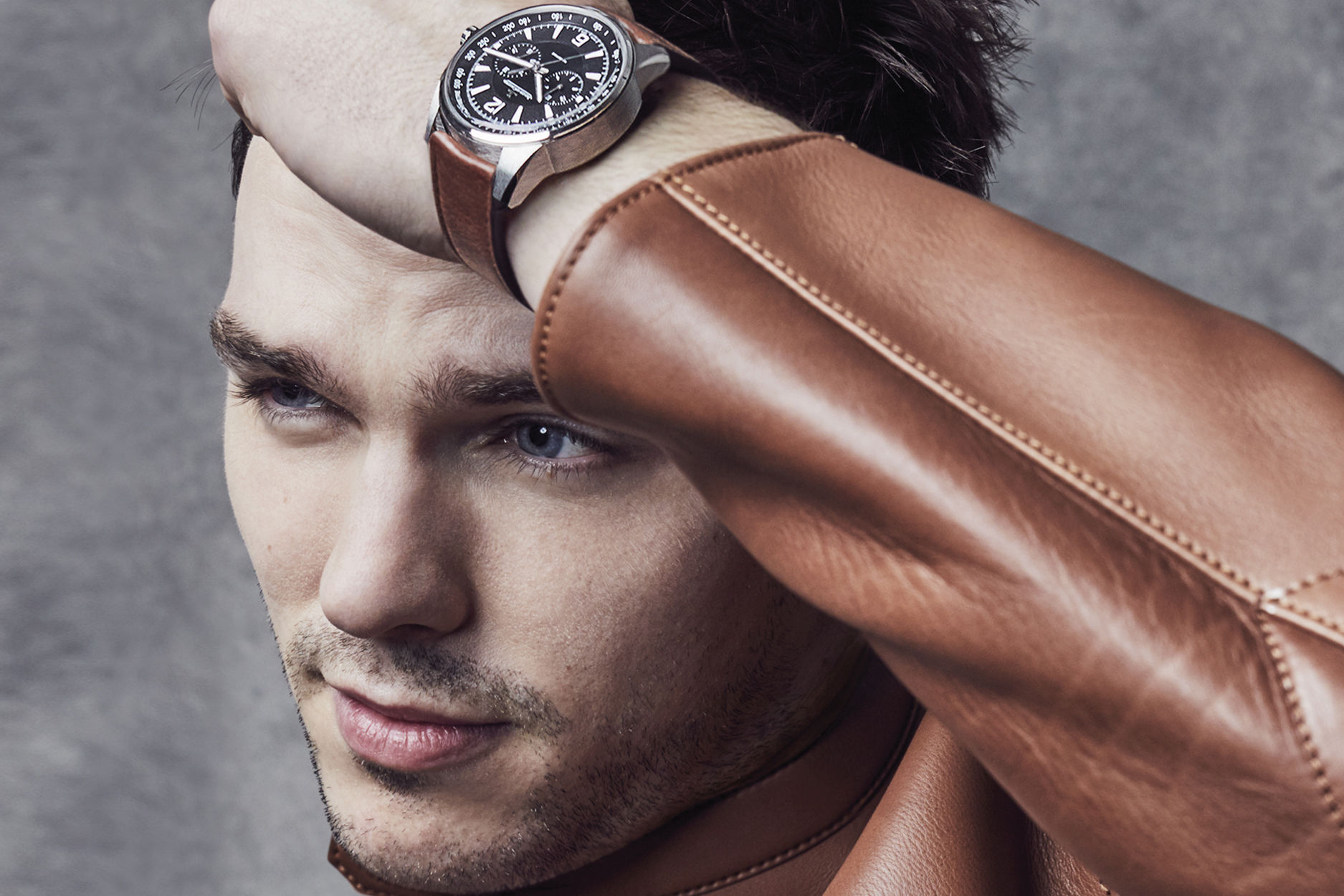 NICHOLAS HOULT Leather Jacket Men Celebrity Leather Jacket 