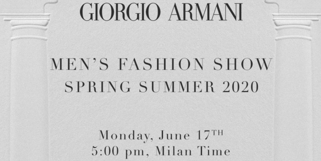 Watch here: the Giorgio Armani Spring/Summer 2020 show live from Milan
