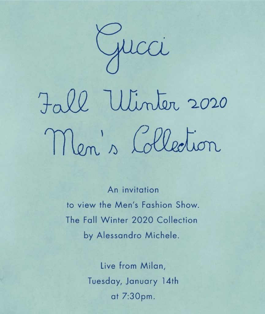 Catch the Gucci Fall/Winter 2020 Men’s Collection Runway Show Here