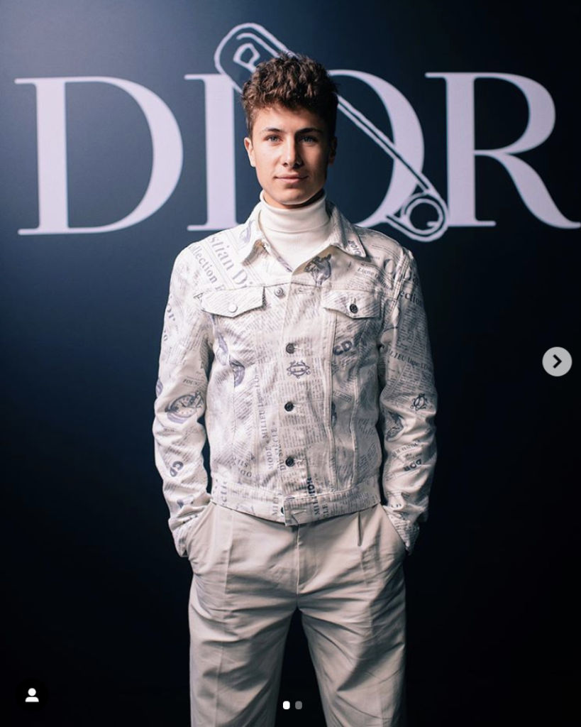 Dior x Daniel Arsham Phone Holder Newspaper Print Grained Calfskin White