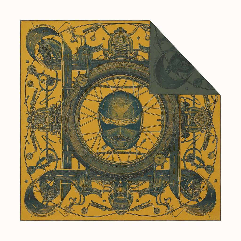 Hermes Route 24 Double Face Scarf in Silk Twill. Photo: Hermes