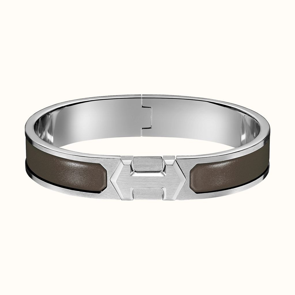 Hermès Super H bracelet in enamel and brushed palladium