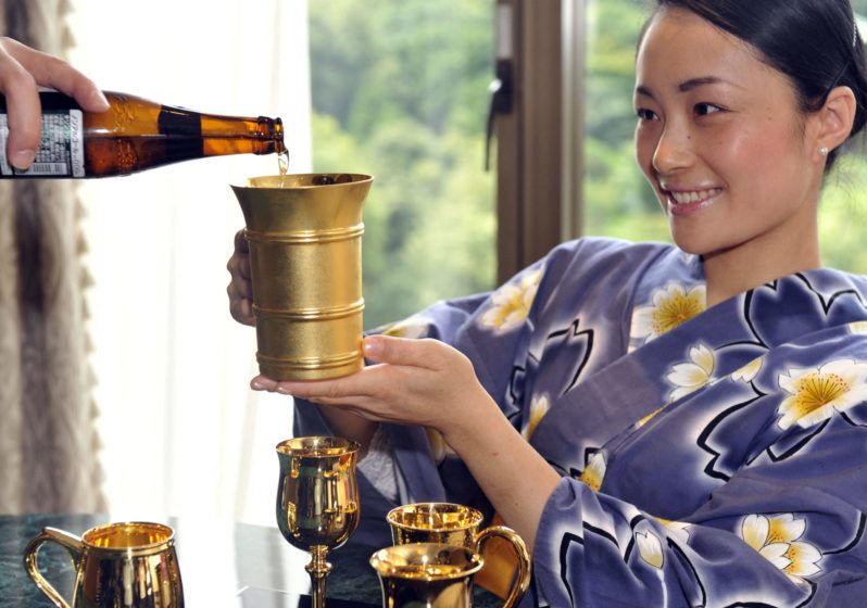 Gold beer mug