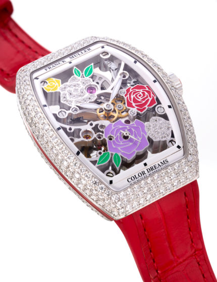 Franck Muller Vanguard Rose Skeleton Color Dreams in white gold
