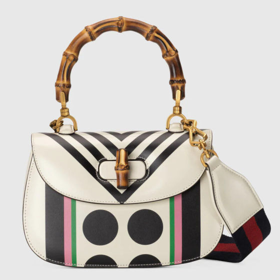 Small top handle bag with bamboo