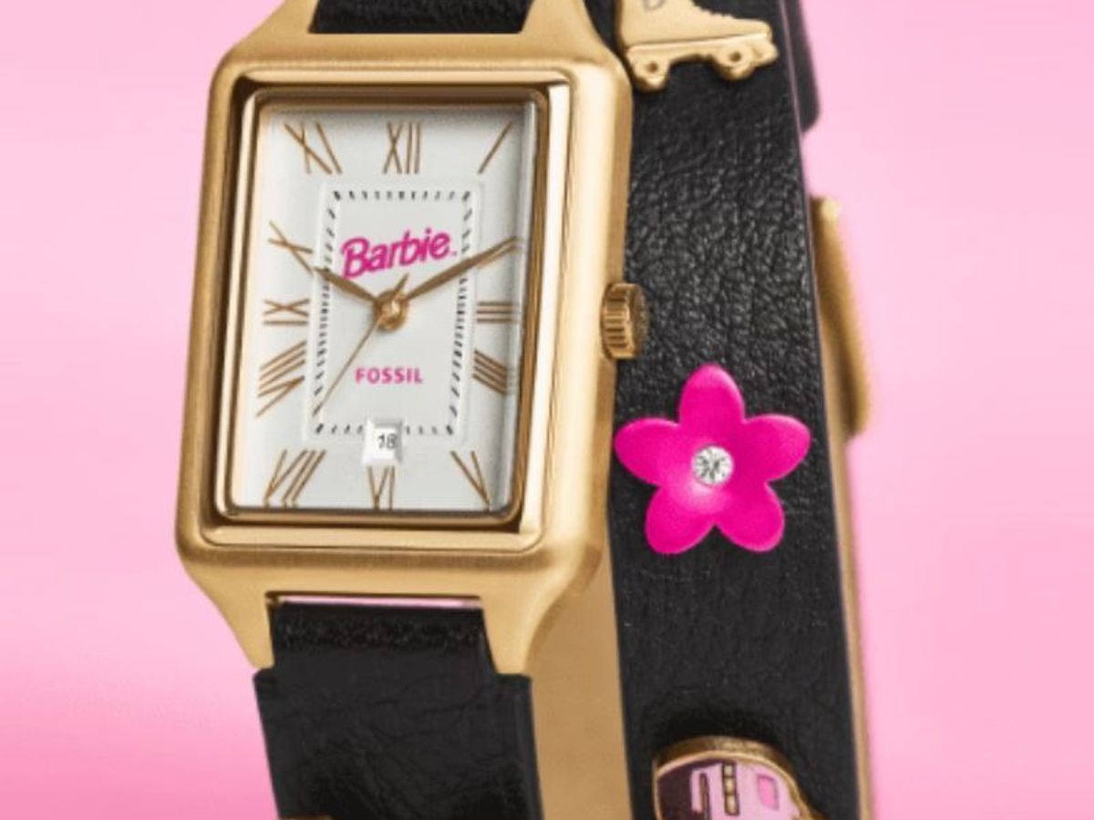 Barbie Rose Gold Pink Crystal Embellished Banded Watch‎ Amazon.com: Barbie Glitter Analog Watch for Girls with Pink  main image 2