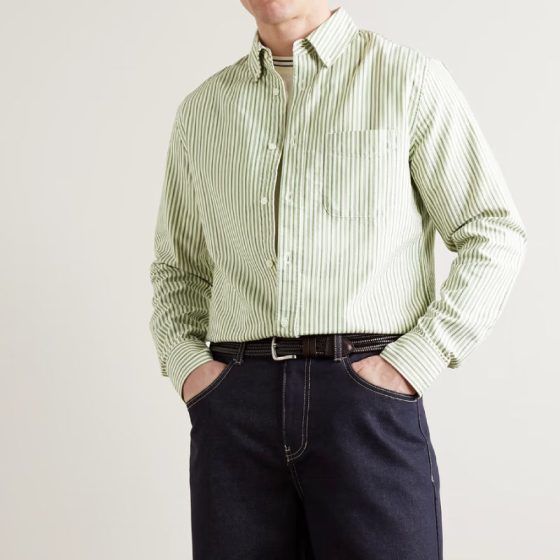 MR P. button-down collar striped organic cotton Oxford shirt