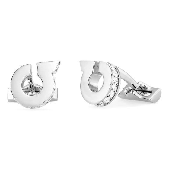 Ferragamo Crystal Embellished Gancio Cuff Links