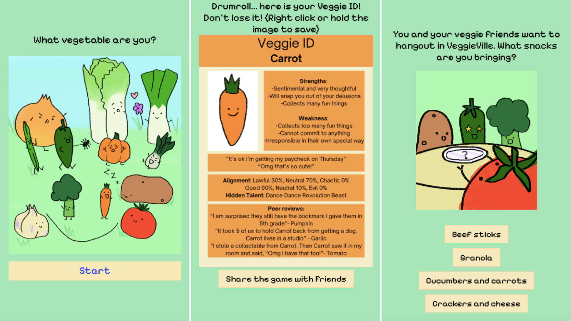 veggie id quiz personality test