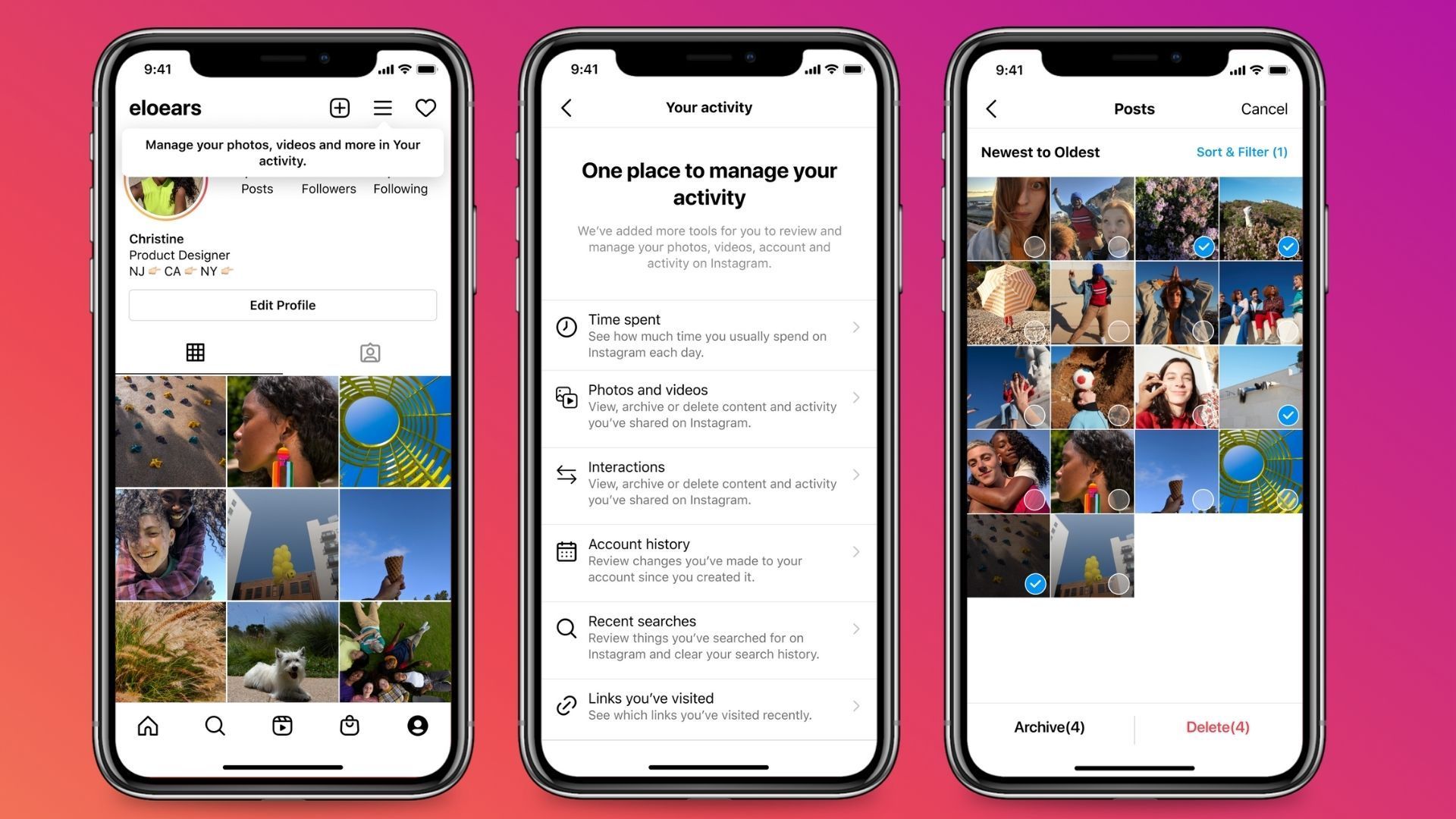Instagram feature: Your activity