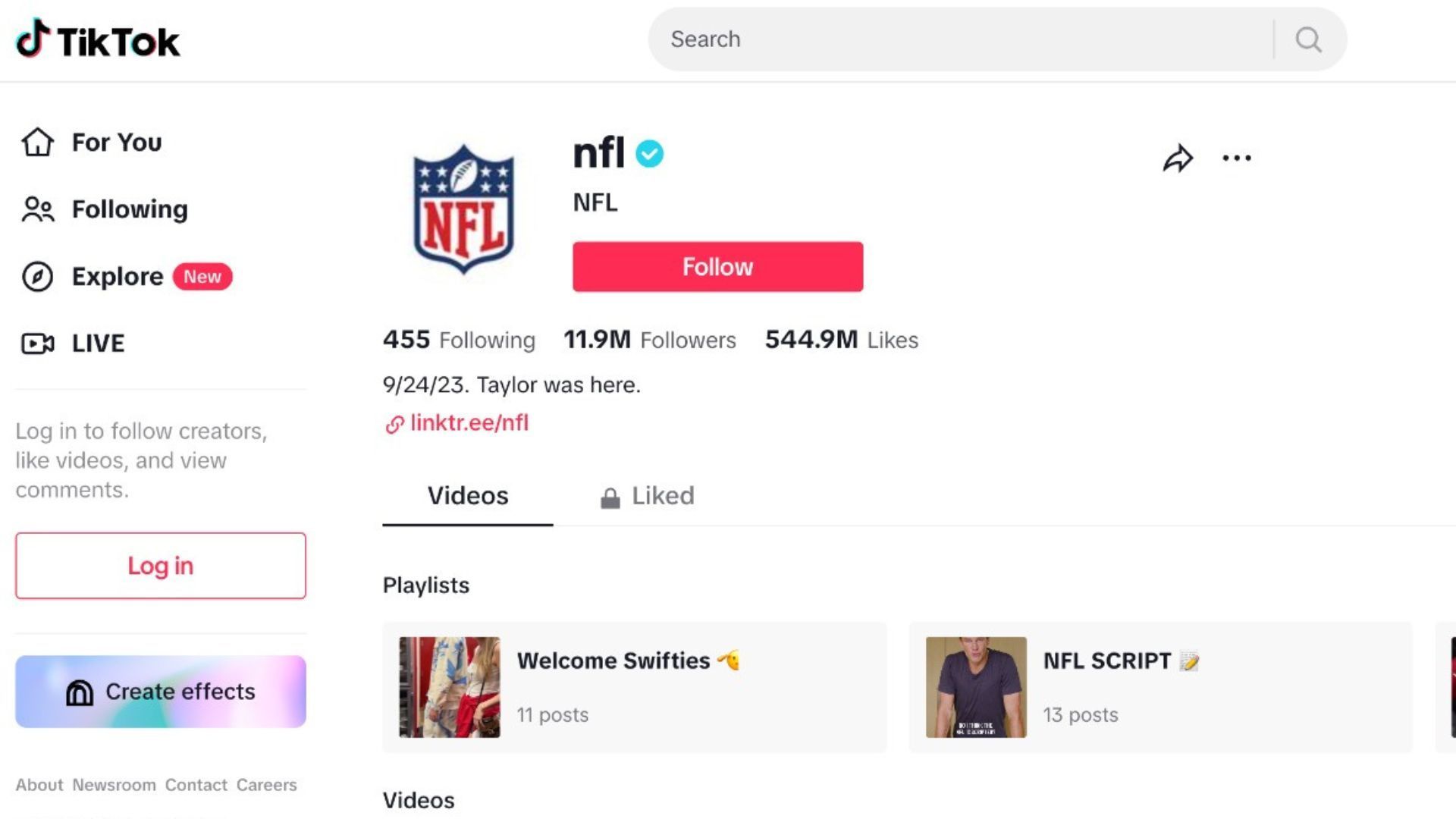 NFL tiktok page travis kelce girlfriend