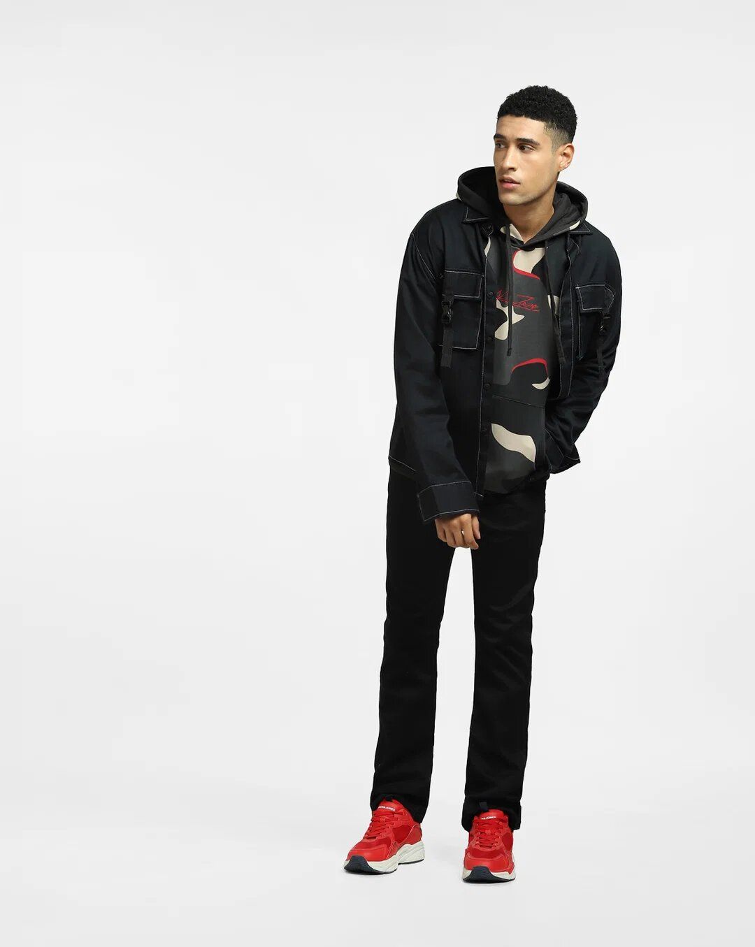 Relaxed Fit Zip Up Hoodie Men