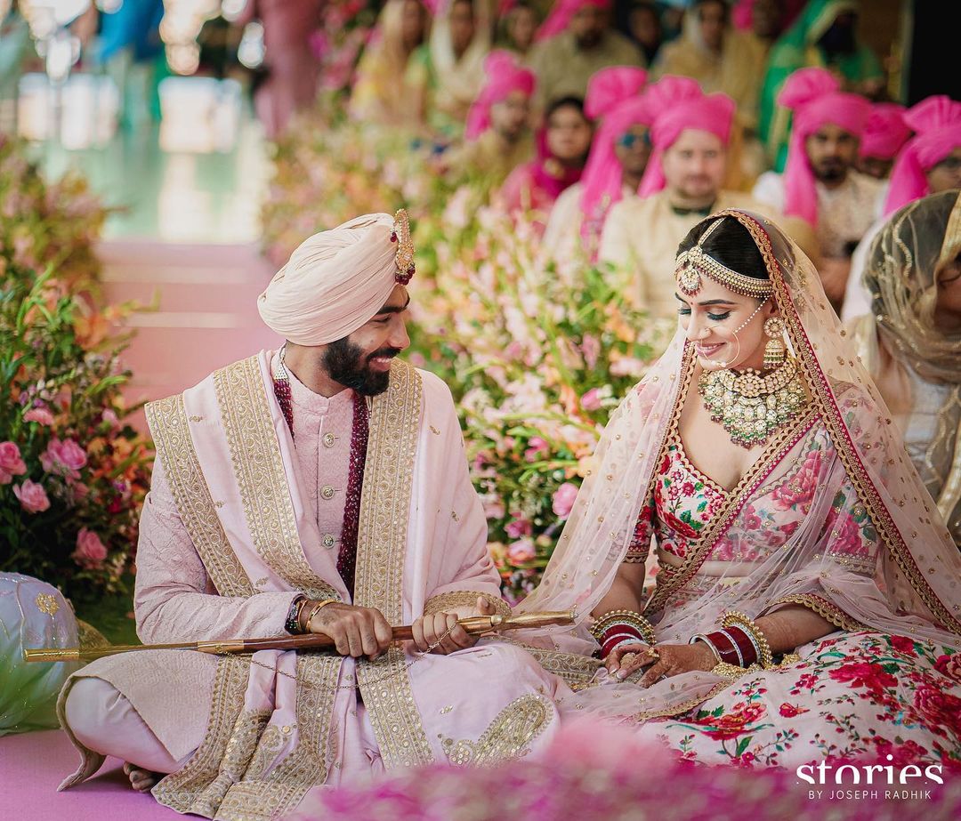 Jasprit Bumrah and Sanjana Ganesan